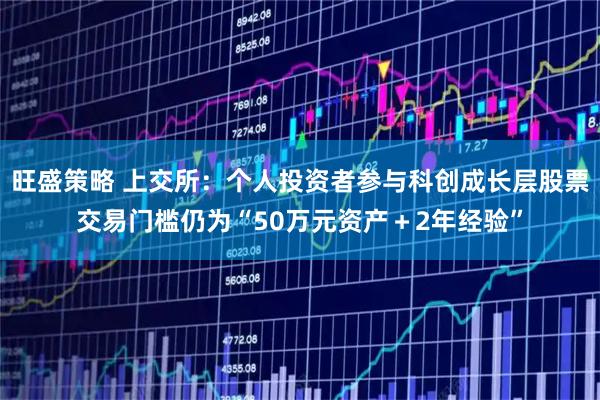 旺盛策略 上交所：个人投资者参与科创成长层股票交易门槛仍为“50万元资产＋2年经验”