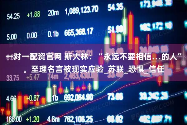 一对一配资官网 斯大林：“永远不要相信…的人”。至理名言被现实应验_苏联_恐惧_信任